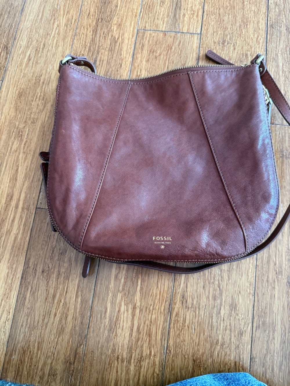 Fossil Brown Leather Crossbody Saddle Bag